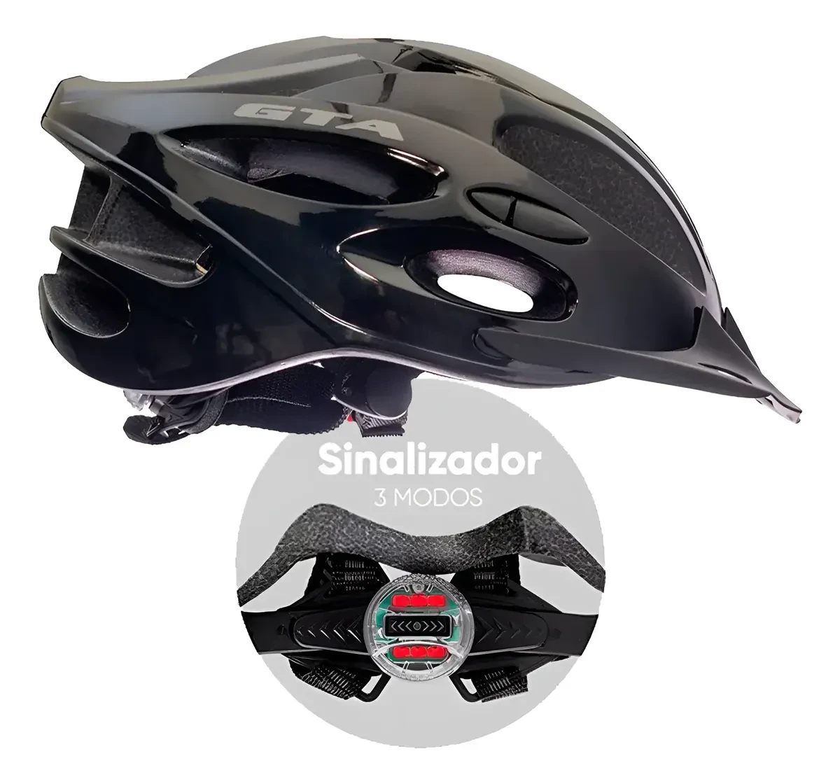 Capacete GTA Start com Pisca LED Sinalizador para Ciclismo e MTB